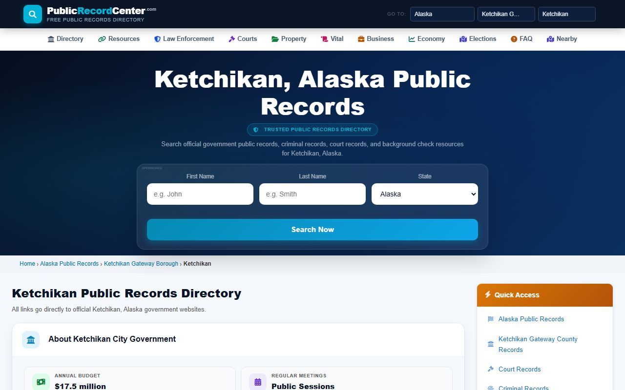Ketchikan Gateway Borough records relevant to Ketchikan Alaska death records research