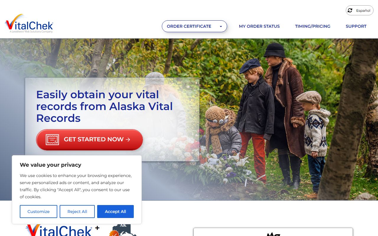 VitalChek Alaska death records online ordering portal